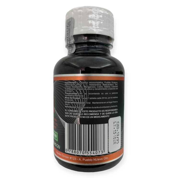 V-11 Resveratrol, astaxantina, luteína, zeaxantina 60 tabletas VRL-009, Foto 2 Figura Fácil