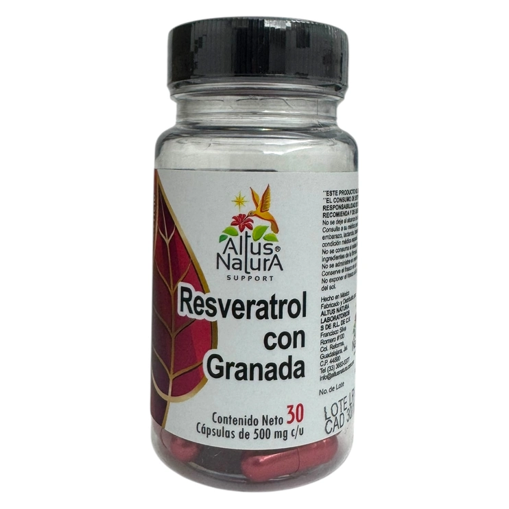 Resveratrol con granada 30 capsulas, Foto 1 Figura Fácil